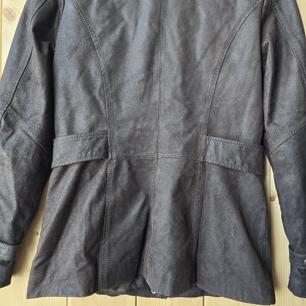 Danier Dark Brown Leather Zip Up Jacket Womens Small - Picture 9 of 12